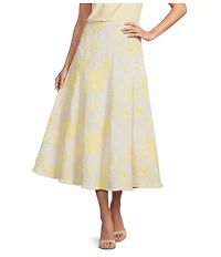 Antonio Melani Maura Spring Soutache Coordinating Linen Blend Embroidery A-Line Skirt