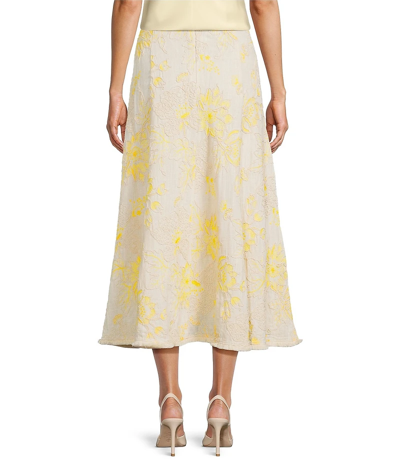 Antonio Melani Maura Spring Soutache Coordinating Linen Blend Embroidery A-Line Skirt