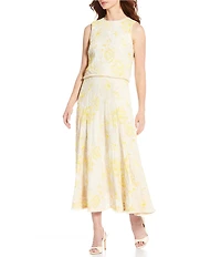 Antonio Melani Maura Spring Soutache Coordinating Linen Blend Embroidery A-Line Skirt