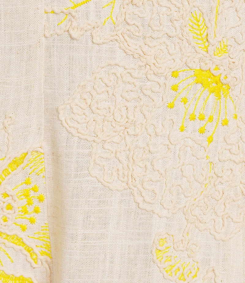 Antonio Melani Maura Spring Soutache Coordinating Linen Blend Embroidery A-Line Skirt