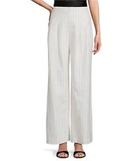 Antonio Melani Melinda Linen Blend Stripe Print Pleated Straight Leg Coordinating Pants