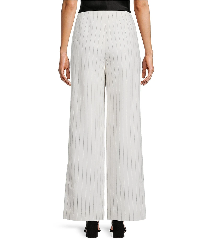 Antonio Melani Melinda Linen Blend Stripe Print Pleated Straight Leg Coordinating Pants