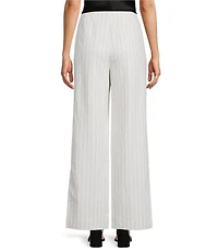 Antonio Melani Melinda Linen Blend Stripe Print Pleated Straight Leg Coordinating Pants