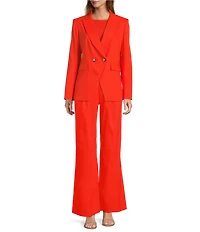 Antonio Melani Melinda Linen High Rise Flat Front Pleated Wide Leg Coordinating Pants