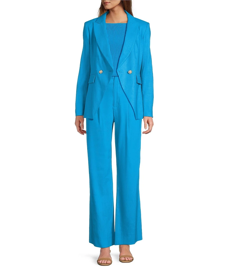 Antonio Melani Melinda Linen High Rise Flat Front Pleated Wide Leg Coordinating Pants