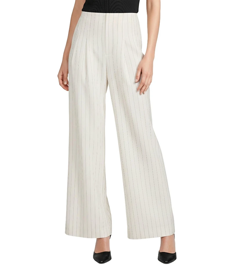 Antonio Melani Melinda Linen Stripe Flat Front Straight Leg Pants