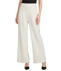 Antonio Melani Melinda Linen Stripe Flat Front Straight Leg Pants