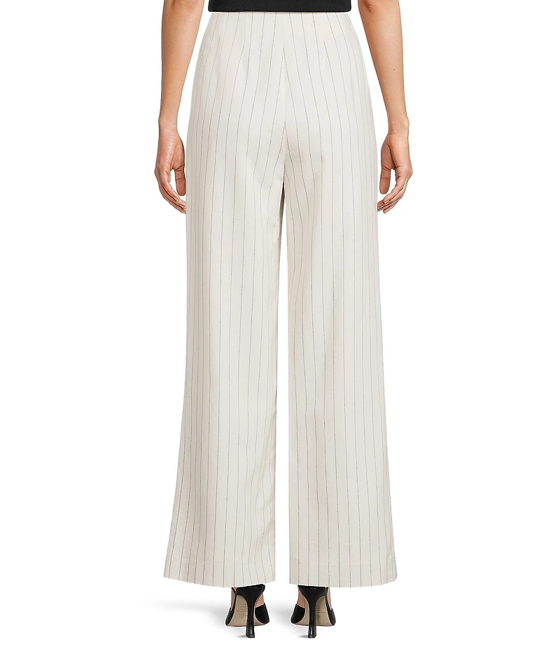 Antonio Melani Melinda Linen Stripe Flat Front Straight Leg Pants