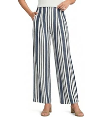 Antonio Melani Melinda Linen Stripe High Rise Flat Front Pleated Wide Leg Coordinating Pants