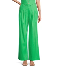 Antonio Melani Melinda Linen Blend Pleated Straight Leg Pants