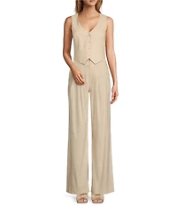 Antonio Melani Melinda Linen Blend Pleated Straight Leg Pants