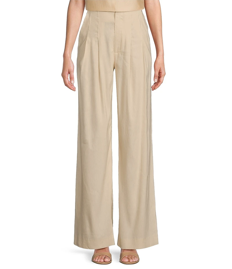 Antonio Melani Melinda Linen Blend Pleated Straight Leg Pants