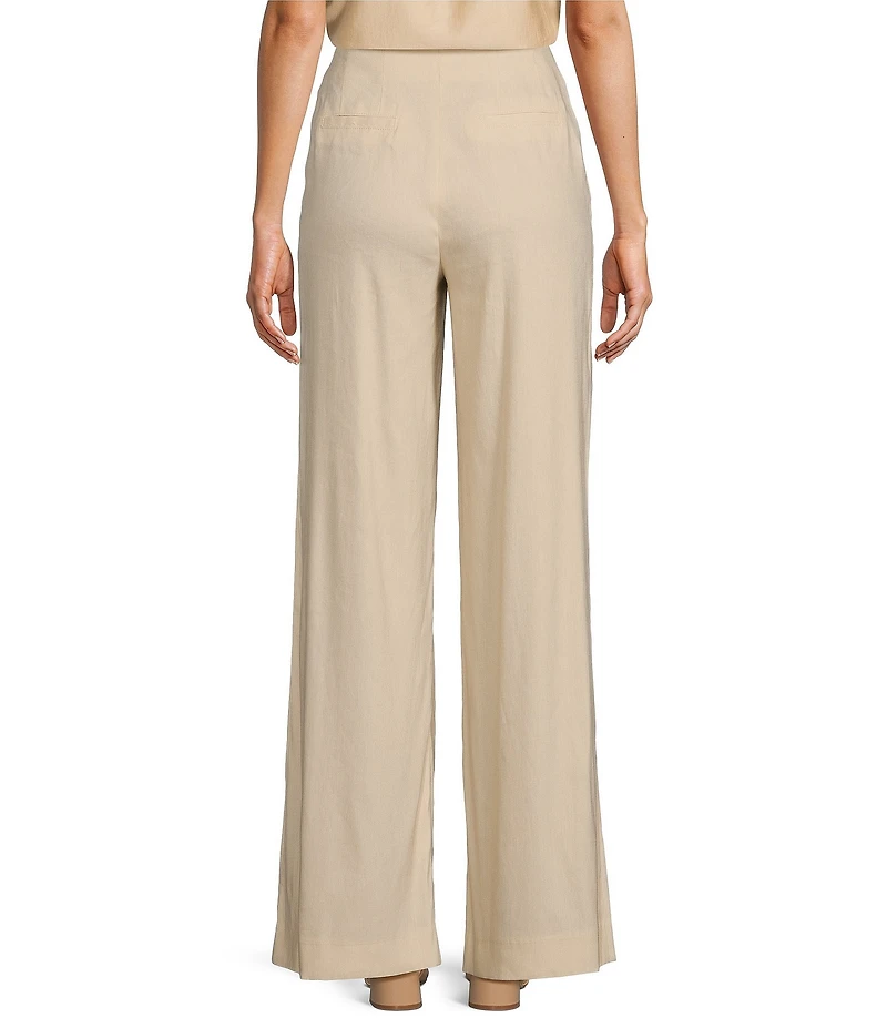 Antonio Melani Melinda Linen Blend Pleated Straight Leg Pants