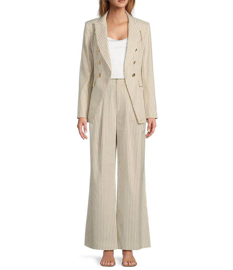 Antonio Melani Melinda Coordinating Stripe Linen Blend Straight Leg Pants
