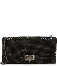 Antonio Melani Metal Rhinestone Mesh Flap Clutch