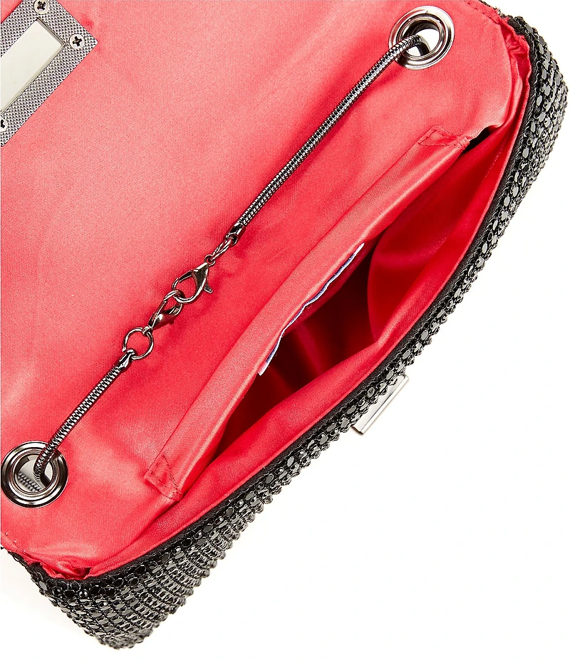 Antonio Melani Metal Rhinestone Mesh Flap Clutch
