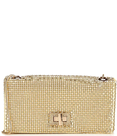 Antonio Melani Metal Rhinestone Mesh Flap Clutch Bag