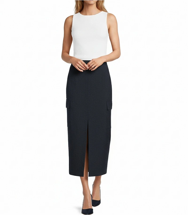 Antonio Melani Michaela Cargo Front Slit Midi Skirt