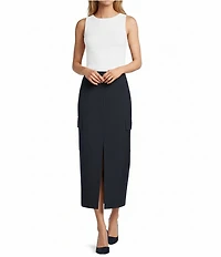 Antonio Melani Michaela Cargo Front Slit Midi Skirt