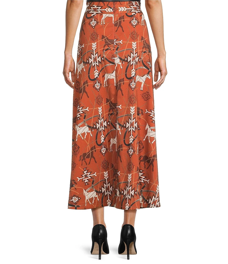 Antonio Melani Michele Coordinating Western Printed Sateen A-Line Skirt