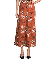 Antonio Melani Michele Coordinating Western Printed Sateen A-Line Skirt