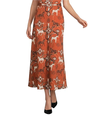 Antonio Melani Michele Coordinating Western Printed Sateen A-Line Skirt