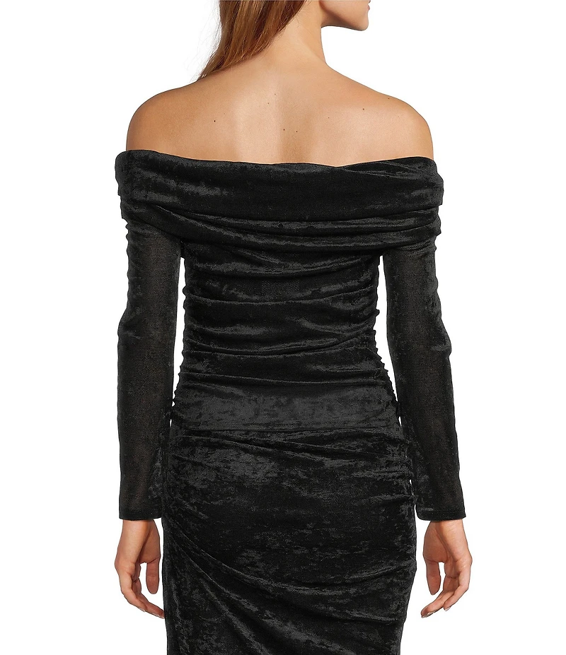 Antonio Melani Mischa Coordinating Mesh Long Sleeve Off The Shoulder Blouse