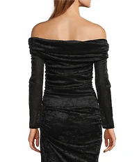 Antonio Melani Mischa Coordinating Mesh Long Sleeve Off The Shoulder Blouse