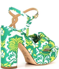 Antonio Melani Mya Royal Palm Print Braided Platform Dress Sandals