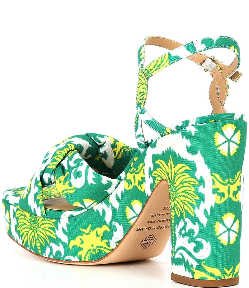 Antonio Melani Mya Royal Palm Print Braided Platform Dress Sandals