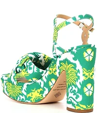 Antonio Melani Mya Royal Palm Print Braided Platform Dress Sandals