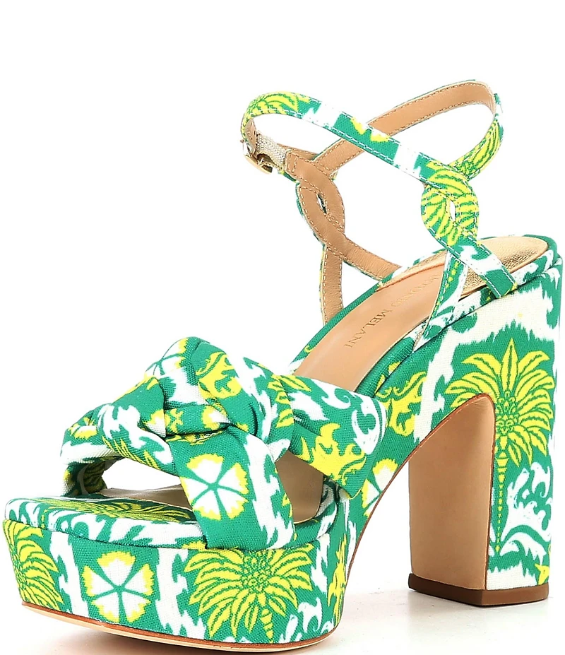 Antonio Melani Mya Royal Palm Print Braided Platform Dress Sandals