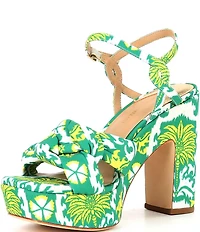 Antonio Melani Mya Royal Palm Print Braided Platform Dress Sandals