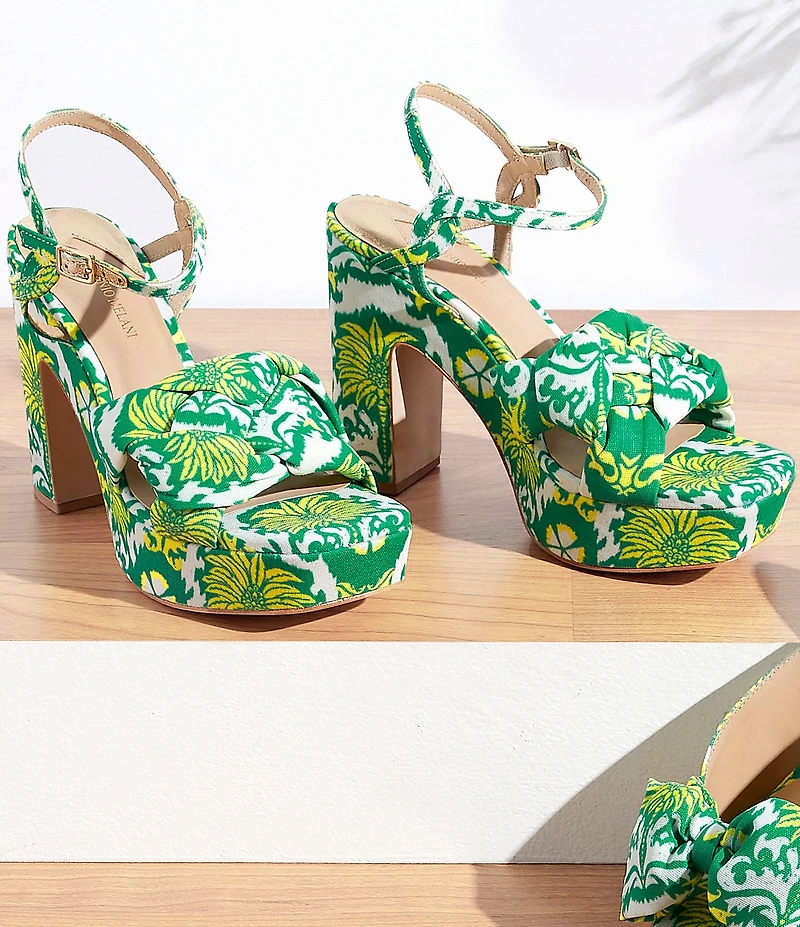 Antonio Melani Mya Royal Palm Print Braided Platform Dress Sandals
