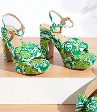 Antonio Melani Mya Royal Palm Print Braided Platform Dress Sandals