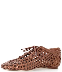 Antonio Melani Myles Woven Leather Lace Up Flats