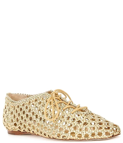 Antonio Melani Myles Woven Leather Lace Up Flats