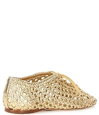 Antonio Melani Myles Woven Leather Lace Up Flats