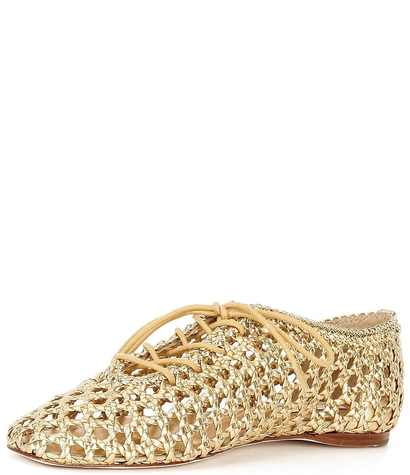 Antonio Melani Myles Woven Leather Lace Up Flats