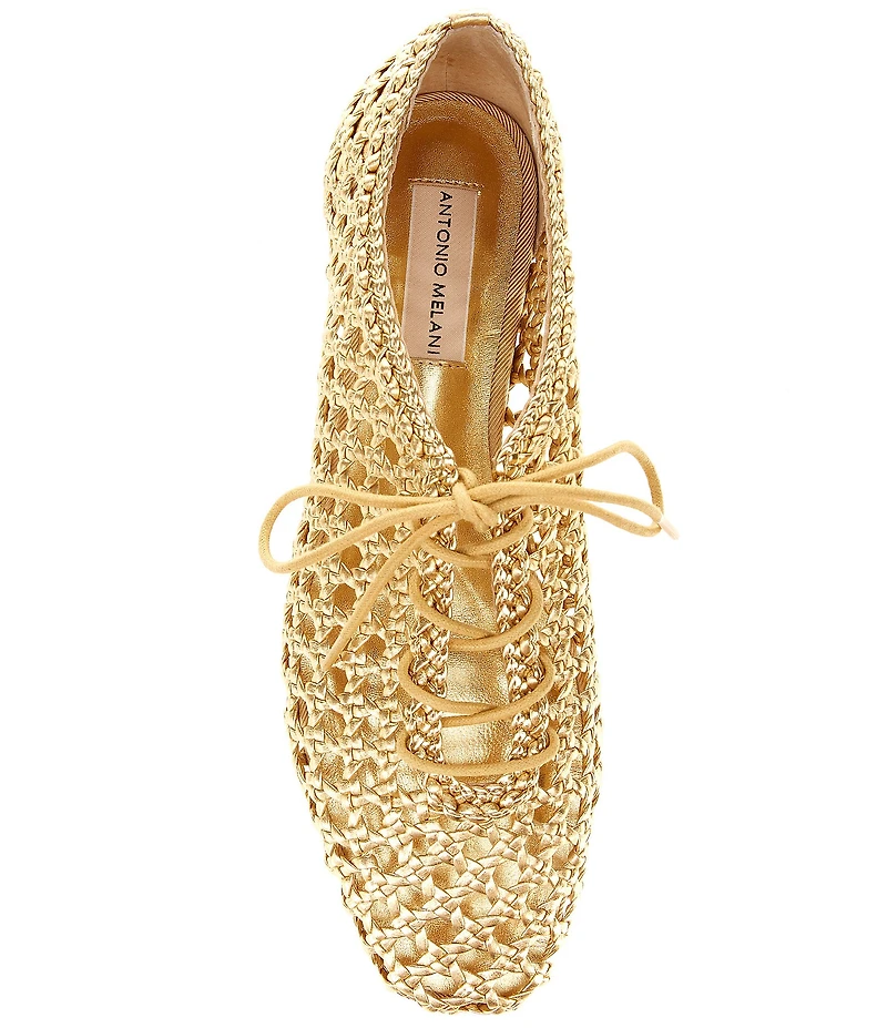 Antonio Melani Myles Woven Leather Lace Up Flats