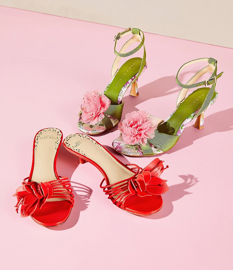 Antonio Melani Natasha Leather Flower Dress Slide Sandals