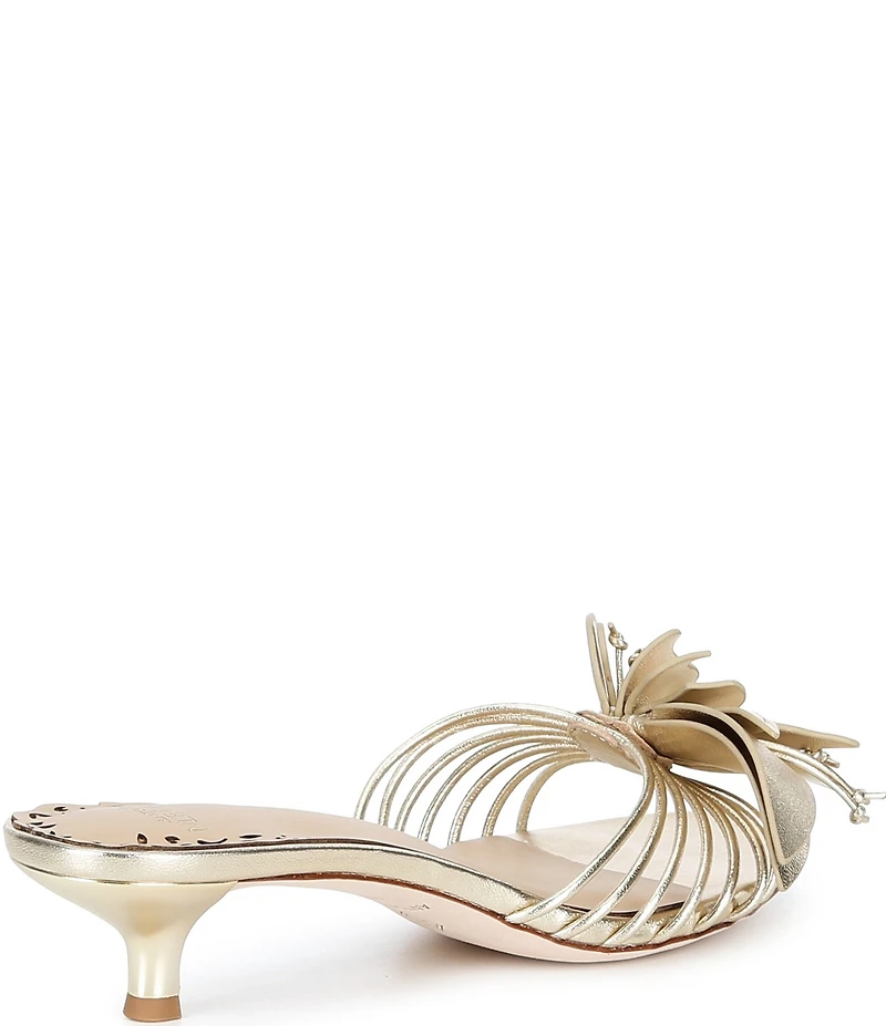 Antonio Melani Natasha Metallic Leather Flower Dress Slide Sandals