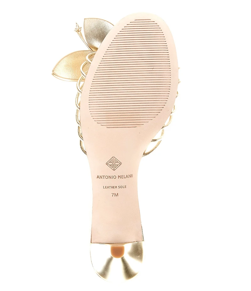 Antonio Melani Natasha Metallic Leather Flower Dress Slide Sandals