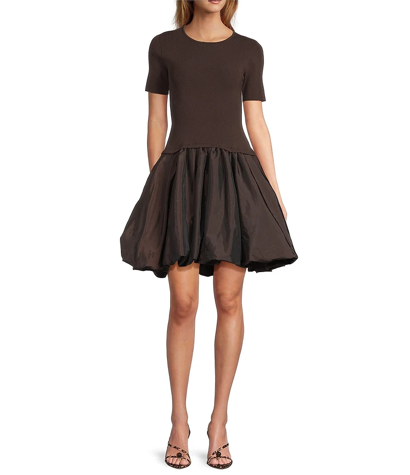 Antonio Melani Nikki Knit Crew Neck Short Sleeve Fit And Flare Mini Dress
