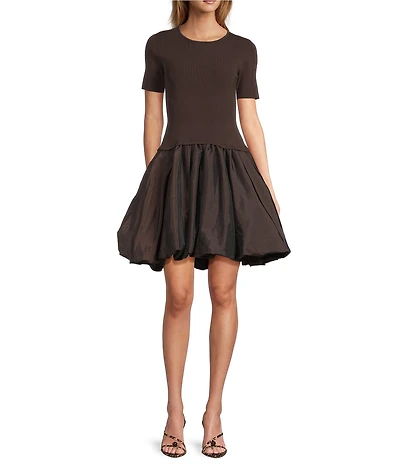 Antonio Melani Nikki Knit Crew Neck Short Sleeve Fit And Flare Mini Dress