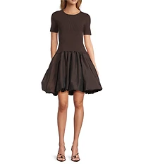 Antonio Melani Nikki Knit Crew Neck Short Sleeve Fit And Flare Mini Dress