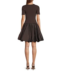 Antonio Melani Nikki Knit Crew Neck Short Sleeve Fit And Flare Mini Dress