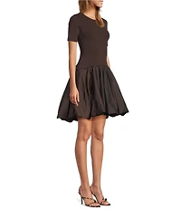 Antonio Melani Nikki Knit Crew Neck Short Sleeve Fit And Flare Mini Dress