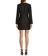 Antonio Melani Nikki Tweed V-Neck Long Sleeve Mini A-Line Dress
