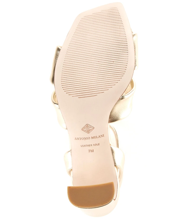 Antonio Melani Noble Metallic Leather Ornamented Ankle Strap Dress Sandals